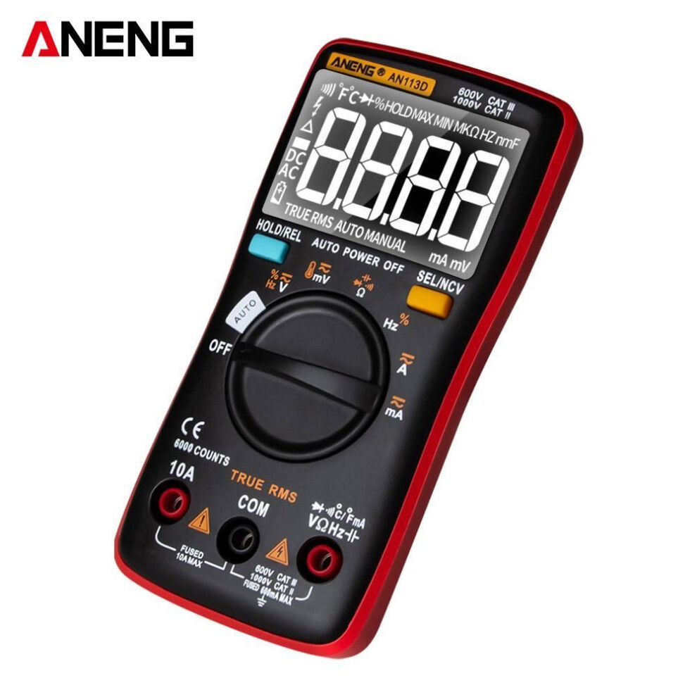 (red) ANENG AN113D Digital Multimeter Electrical Meter 6000 Counts DC/AC Current Voltage Tester Meters