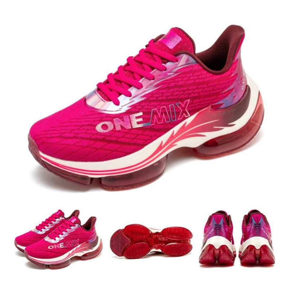 (Red, 39) ONEMIX Fashion Running Shoes for Men Air Cushion Athletic Couple Trainers Sport Runner Shoes Outdoor Women Walking Sneakers