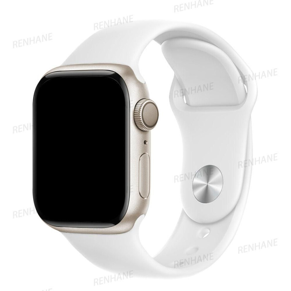 (White, 38 40 41 mm S-M) Silicone Strap for Apple Watch - Fits All Sizes & Series-image-OPC-PFQZT7D-NEW