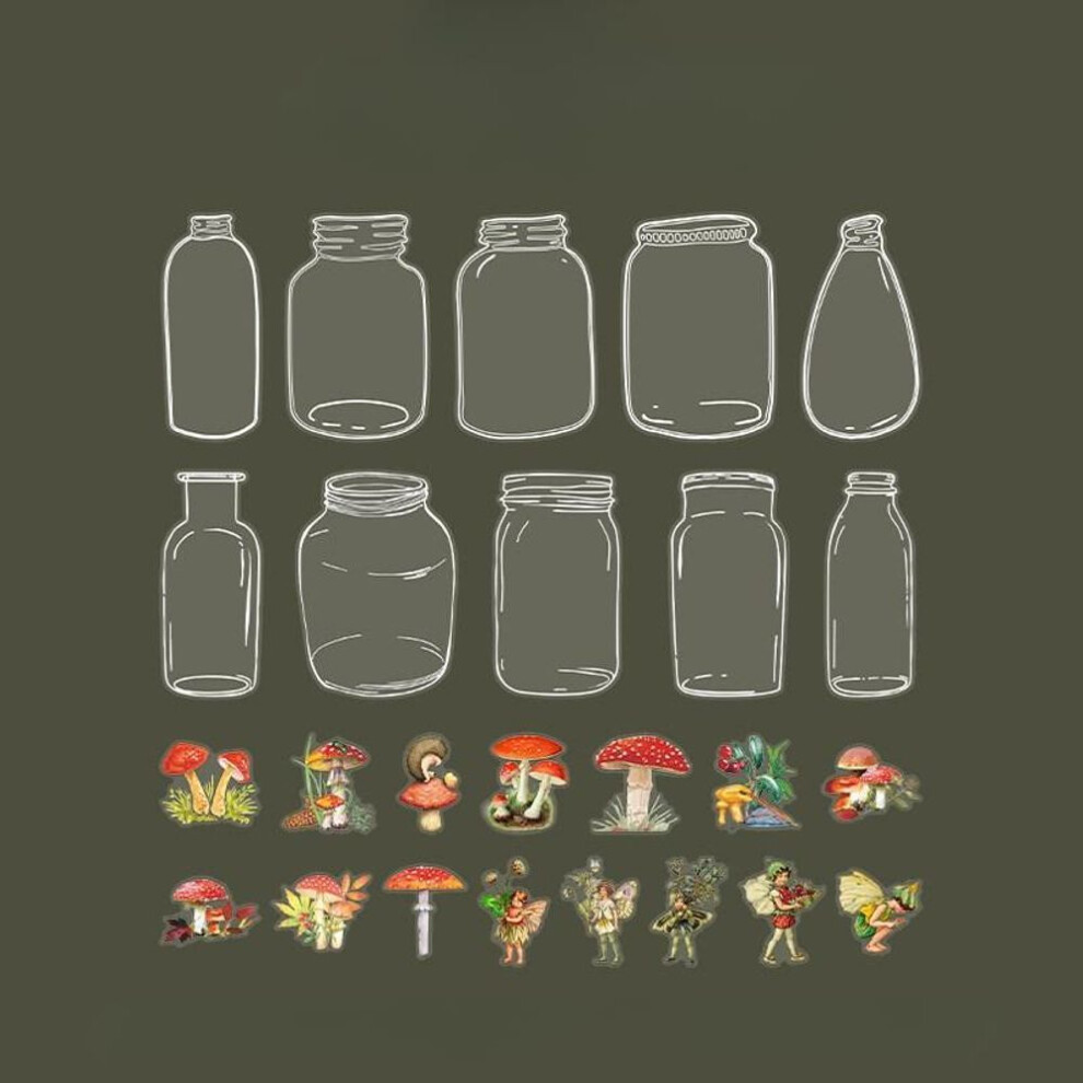 (A) 40 Pcs Transparent Glassware Bottle Shape Stickers Sticker Pack Natural FlowerÂ Decorative Stickers For Scrapbook Planner Album