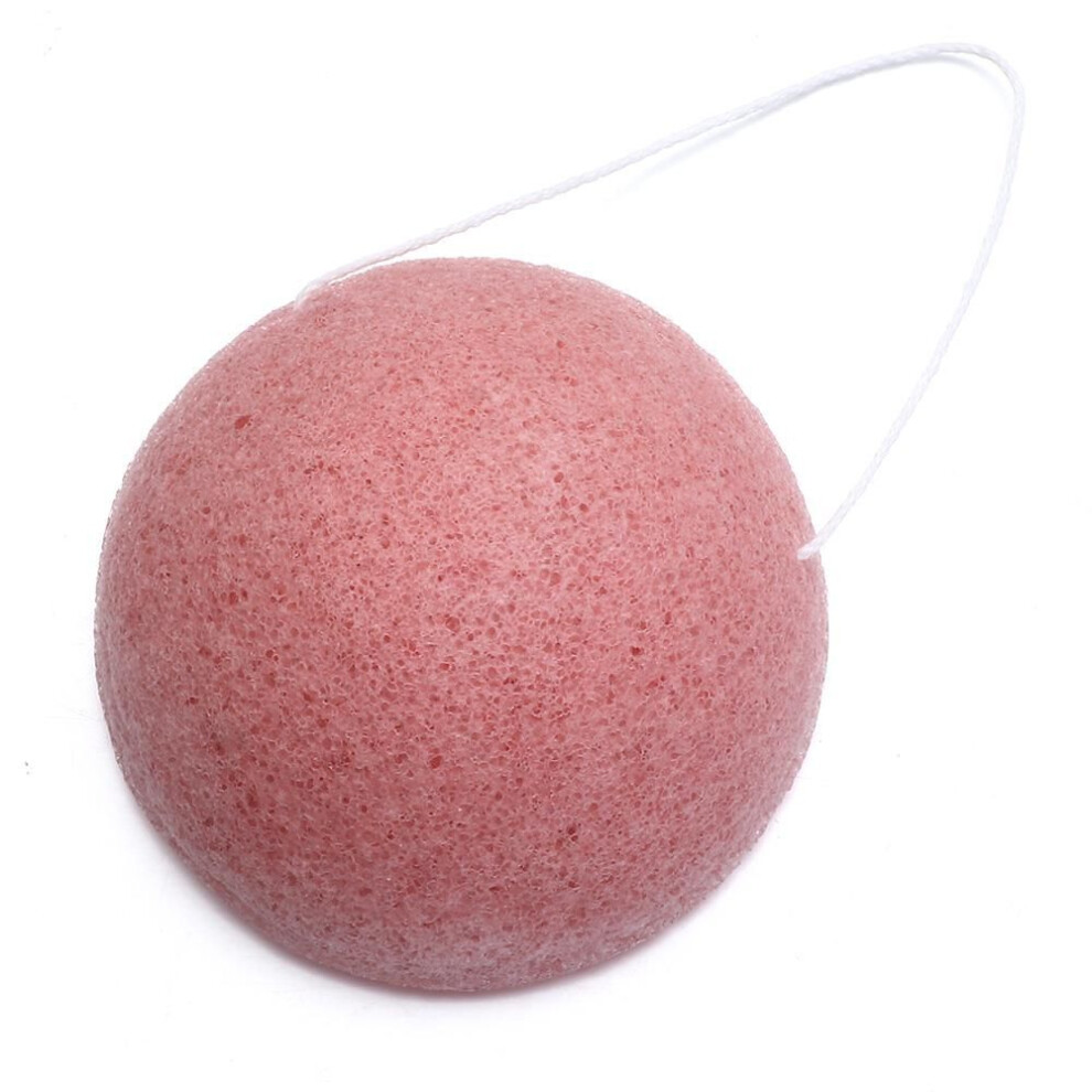 (Pink) Soft Texture Face Wash Puff Konjac Cleaning Sponge Round Face Wash Cleaning Sponge Natural Fiber Facial Cleansing Exfoliator