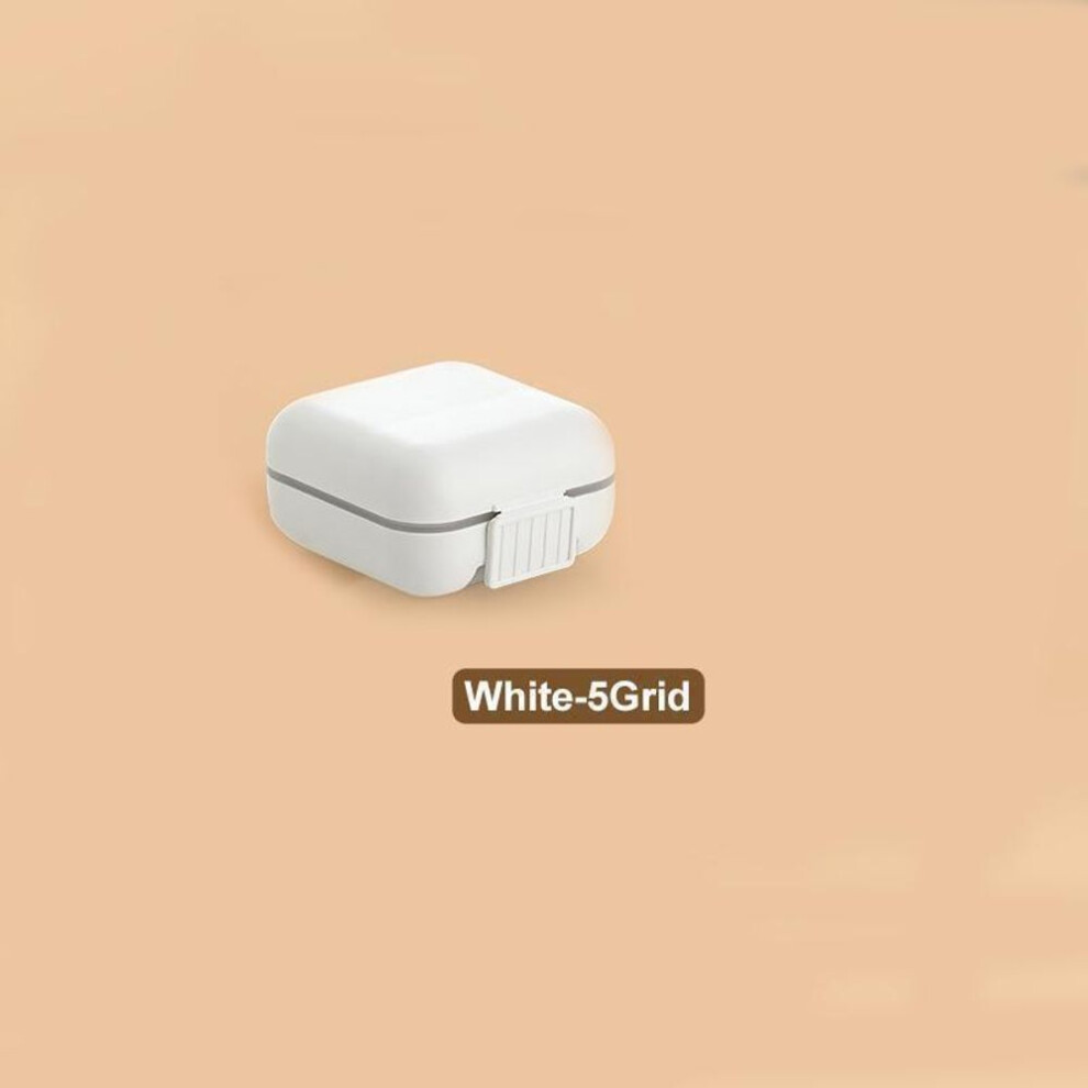 (White) 1PC 5 Grids Portable Safety Pill Box Tablet Splitters Medicine Dispenser Sealed Container Pill Boxs Pill Container