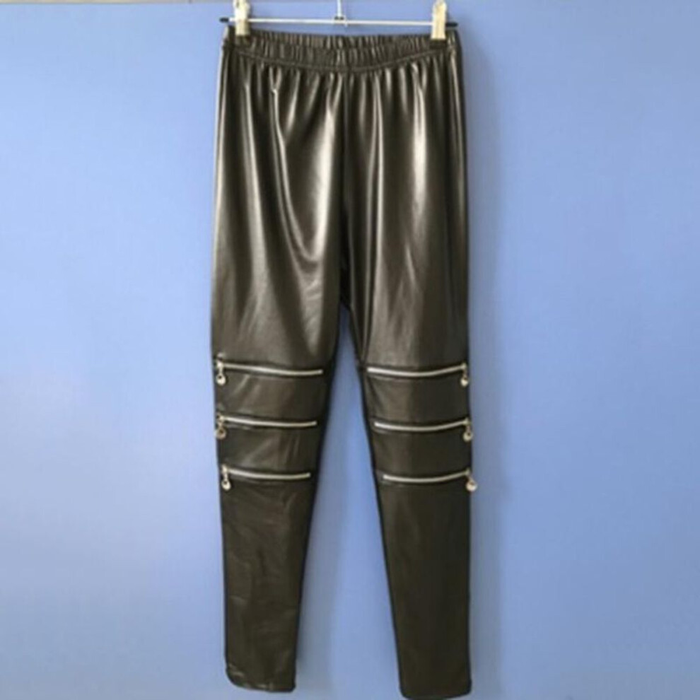 (Black, L) Women Leggings Faux Leather High Quality Slim Leggings Plus Size High Elastic