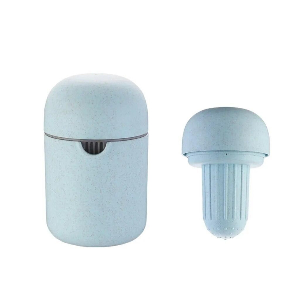 (Blue) Juice Cup Mini DIY Manual Fruit Juicer Citrus Orange Lemon Lid Rotary Press Non-Slip Juicer For Fruit Tool