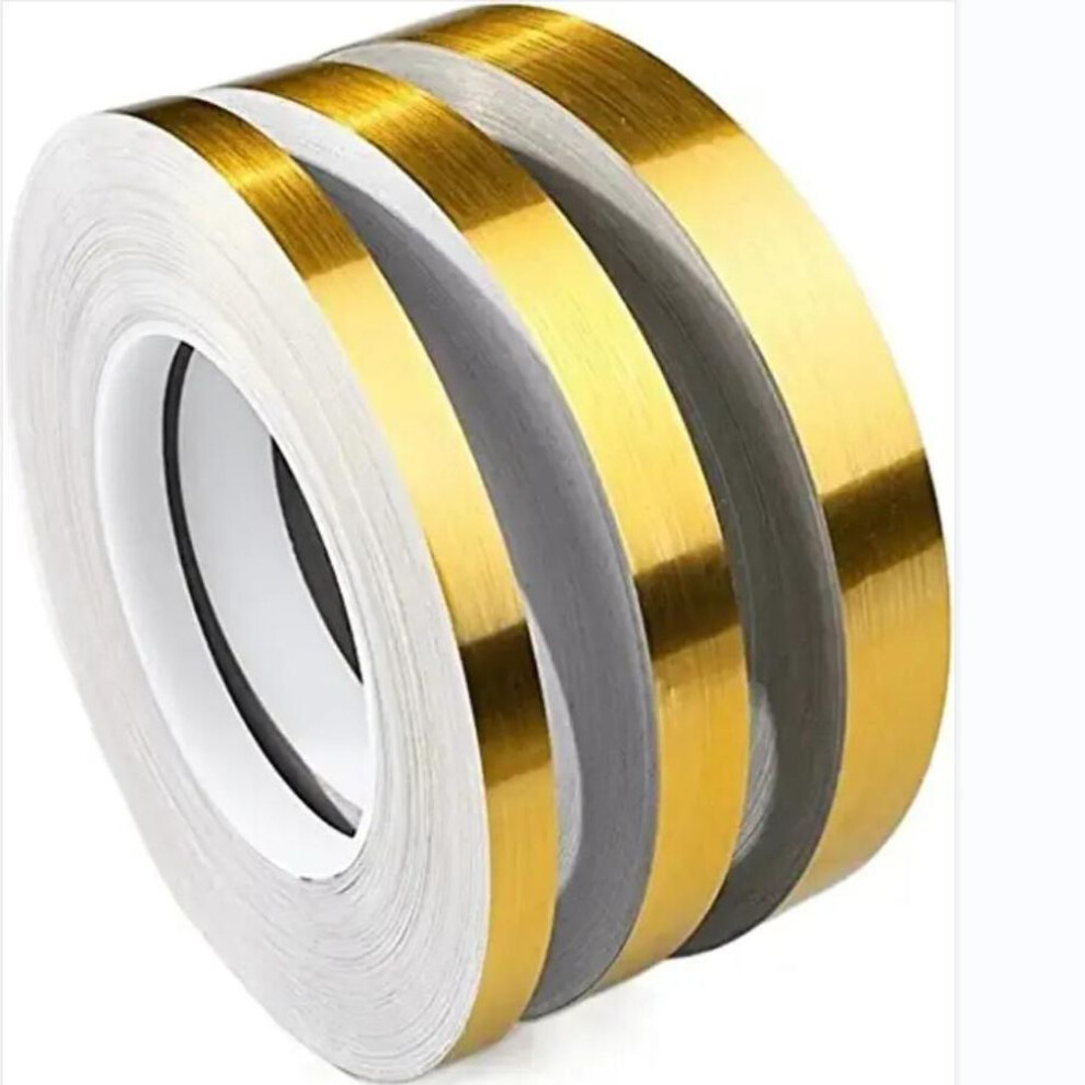 (gold, 1cm&50M) New 50M Gold Black Self-Adhesive Tile Stickers Tape Floor Waterproof Wall Gap Sealing Strip Tile Beauty Seam Sticker Home Decor