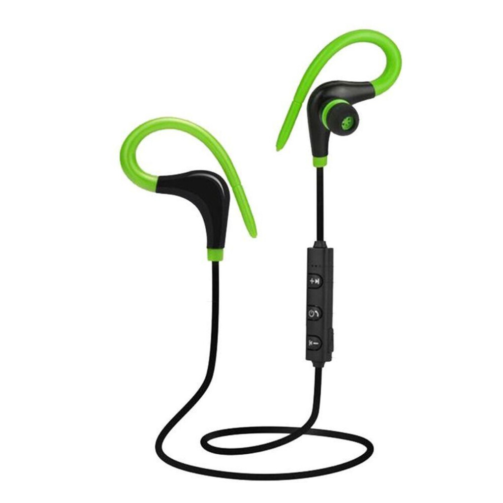 (Green) VAORLO Wireless Bluetooth Earphones Sport Hand-free Ear-Hook Earphones Running Headset With Microphone