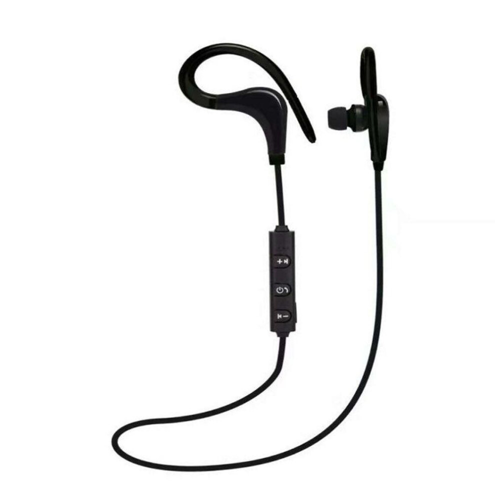 (Black) VAORLO Wireless Bluetooth Earphones Sport Hand-free Ear-Hook Earphones Running Headset With Microphone
