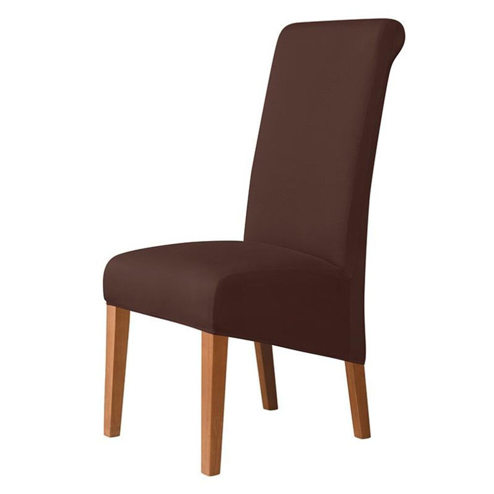 (coffee, 1pc) High Back Solid Color Chair Cover XL Size High Elasticity Smooth fabric Chair Covers for Dining Room Kitchen Stretch Home Decor