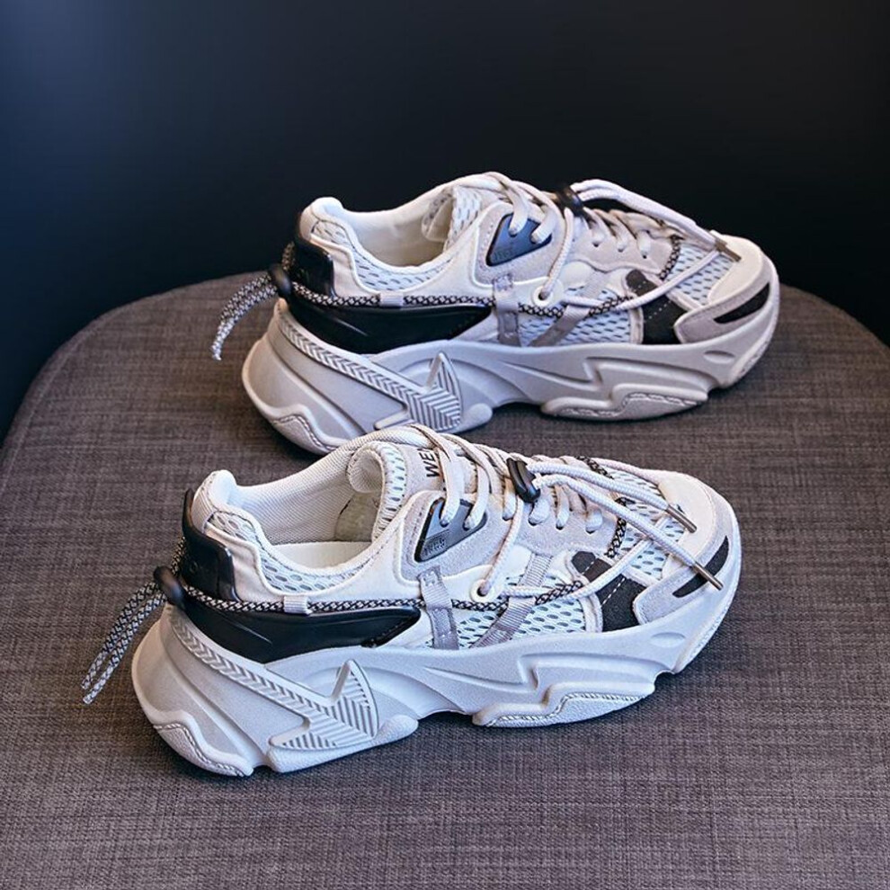 (grey, 39) Women&apos;s Chunky Sneakers Thick Bottom Platform Vulcanize Shoes Fashion Breathable Casual Running Shoe for Woman Female
