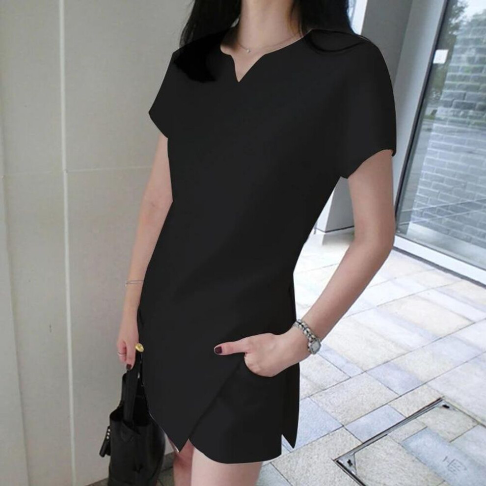 (black, S) New Women&apos;s Fashion White Black Suit Split Shirt and Shorts Summer Casual Ladies Office Workt Two-piece Suit Set