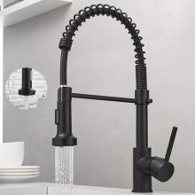 Matt Black Monobloc Kitchen Sink Mixer Tap with Pull Out Hose Spray