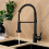 Matt Black Monobloc Kitchen Sink Mixer Tap with Pull Out Hose Spray 2