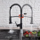 Matt Black Monobloc Kitchen Sink Mixer Tap with Pull Out Hose Spray 6
