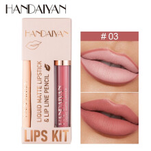 (03) Handaiyan Lip Liner Lipgloss Set Waterproof Matte Liquid Lipstick Pencil Sexy Red Long Lasting Lipliner Makeup Cosmetics