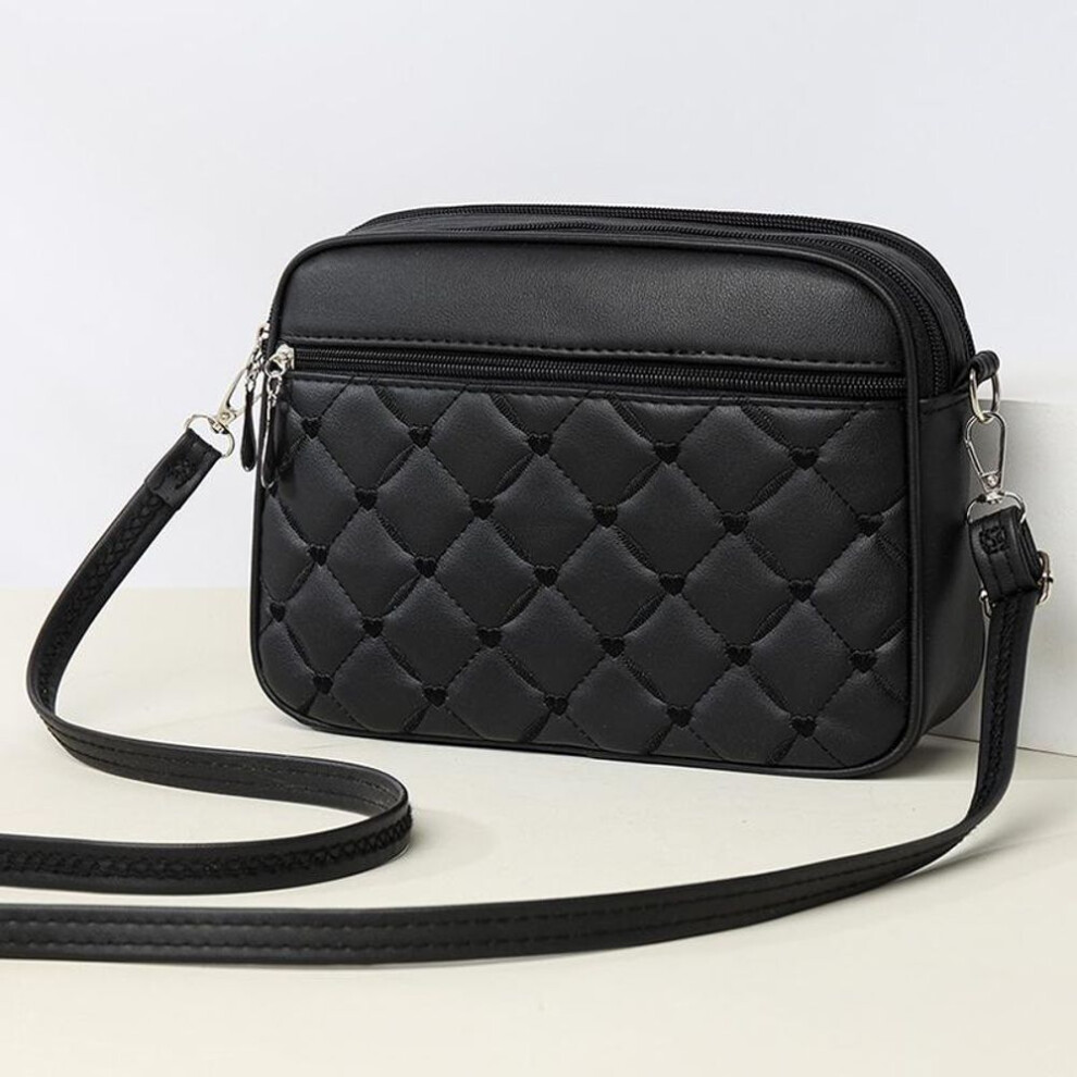 (black, 26x7x18cm) Yogodlns Women&apos;s Sling Shoulder Small Square Handbag New Quilted Design PU Leather Crossbody Bag Versatile Messenger Bag