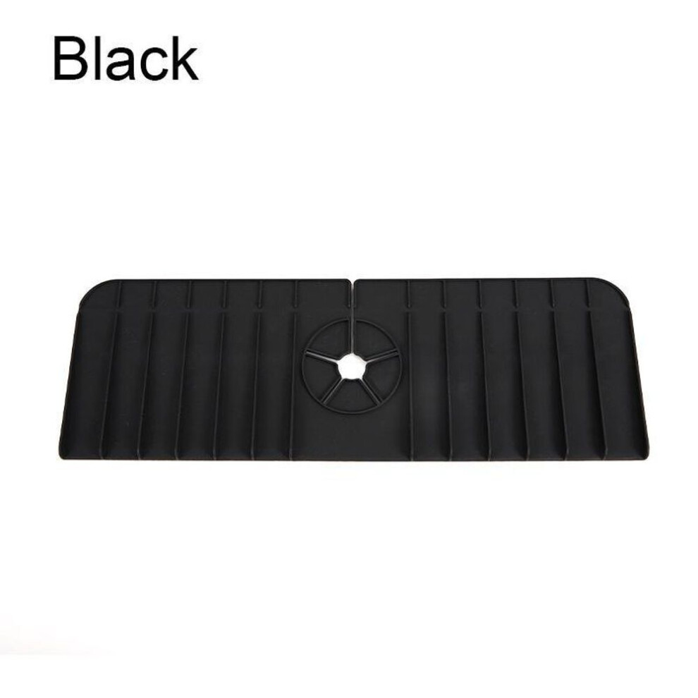 (Black) 1pcs Kitchen Silicone Faucet Absorbent Mat Sink Splash Catcher Countertop Protector Mat Draining Pad For Bathroom Kitchen