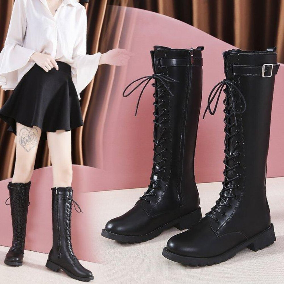 (black, 39) Long Boots for Women New Autumn and Winter Look Slim and Tall Thick Soled Boots