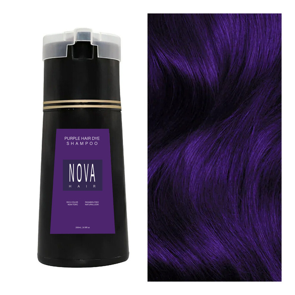 (Purple) Hair Instant Nova Dye Shampoo Treatment Cream 200ml Brown Black Red Women Purple