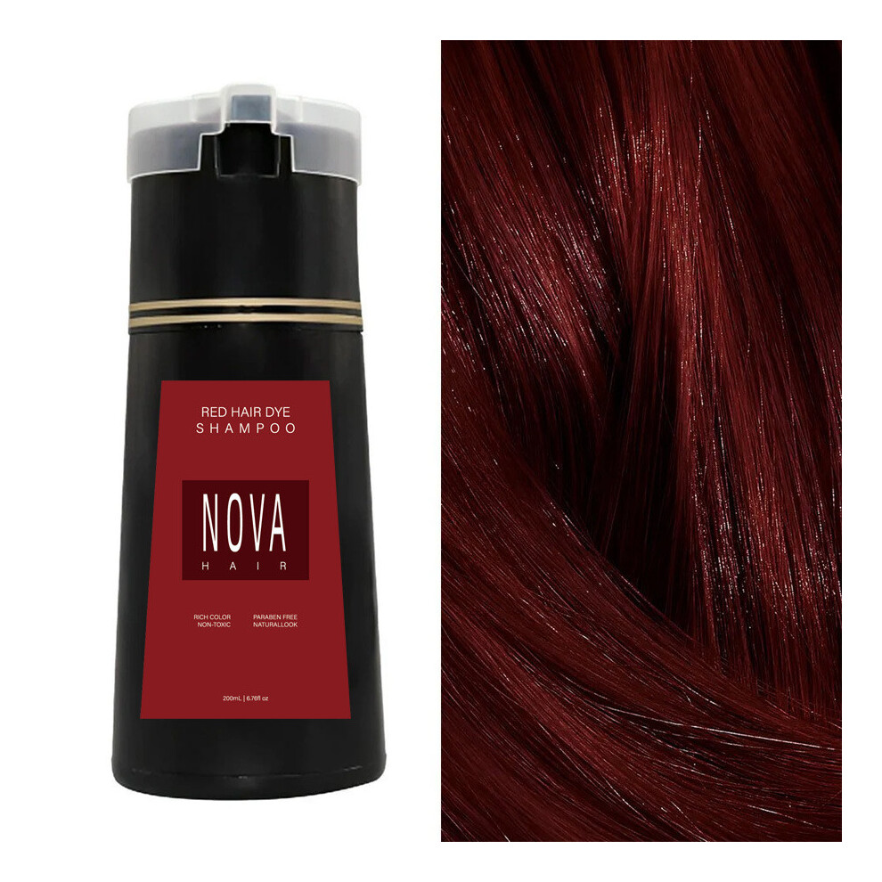 (Red) Nova Instant Hair Dye Shampoo Treatment Cream 200ml Brown Black Purple Women Red