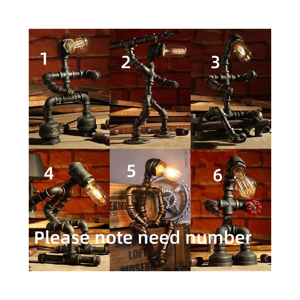 (30.48*20.32cm) Vintage Steampunk Table Lamp Wrought Iron Art with Steel, Cast Iron, Bronze & Copper Pipes