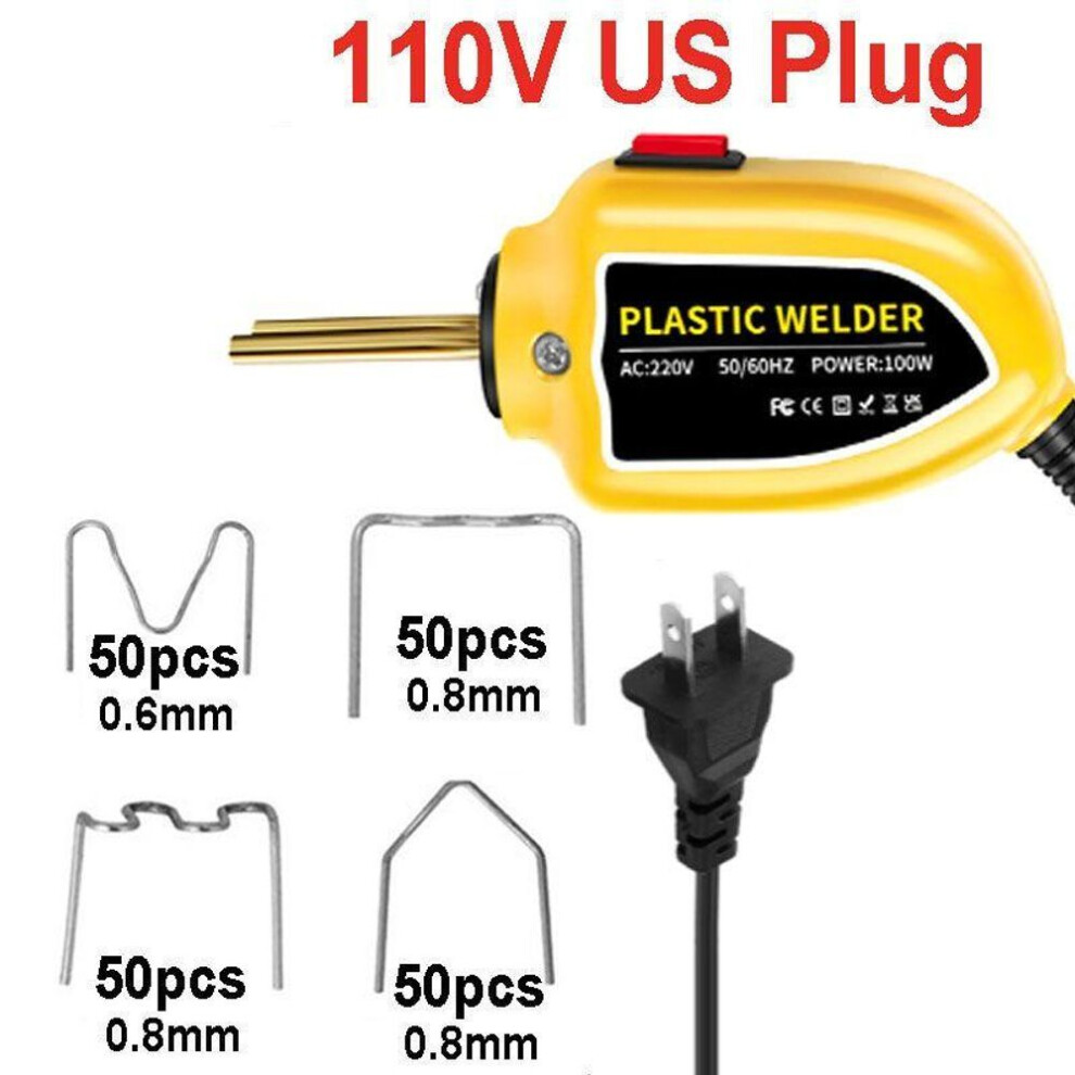 (yellow, Yellow-US Plug) 100W Plastic Welding Mini Hot Stapler Plastic Welding Plastic Welder Gun Kit for Car Bumper Repair Tools