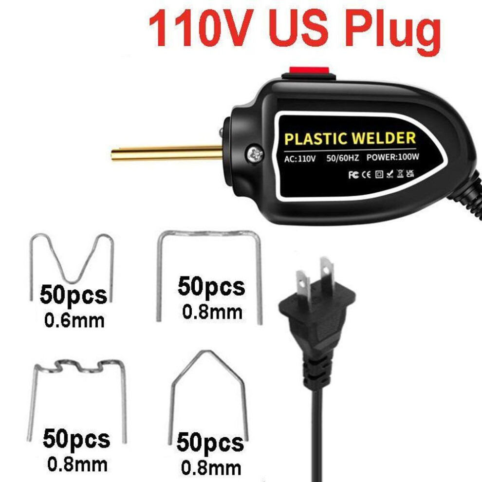 (black, Black-US Plug) 100W Plastic Welding Mini Hot Stapler Plastic Welding Plastic Welder Gun Kit for Car Bumper Repair Tools