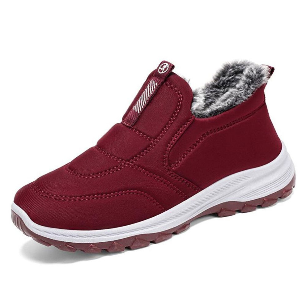 (red, 38) Men and Women Lightweight Sneakers Comfortable Walking Shoes Breathable Slip-ons Casual Loafers for Winter Snow Boots