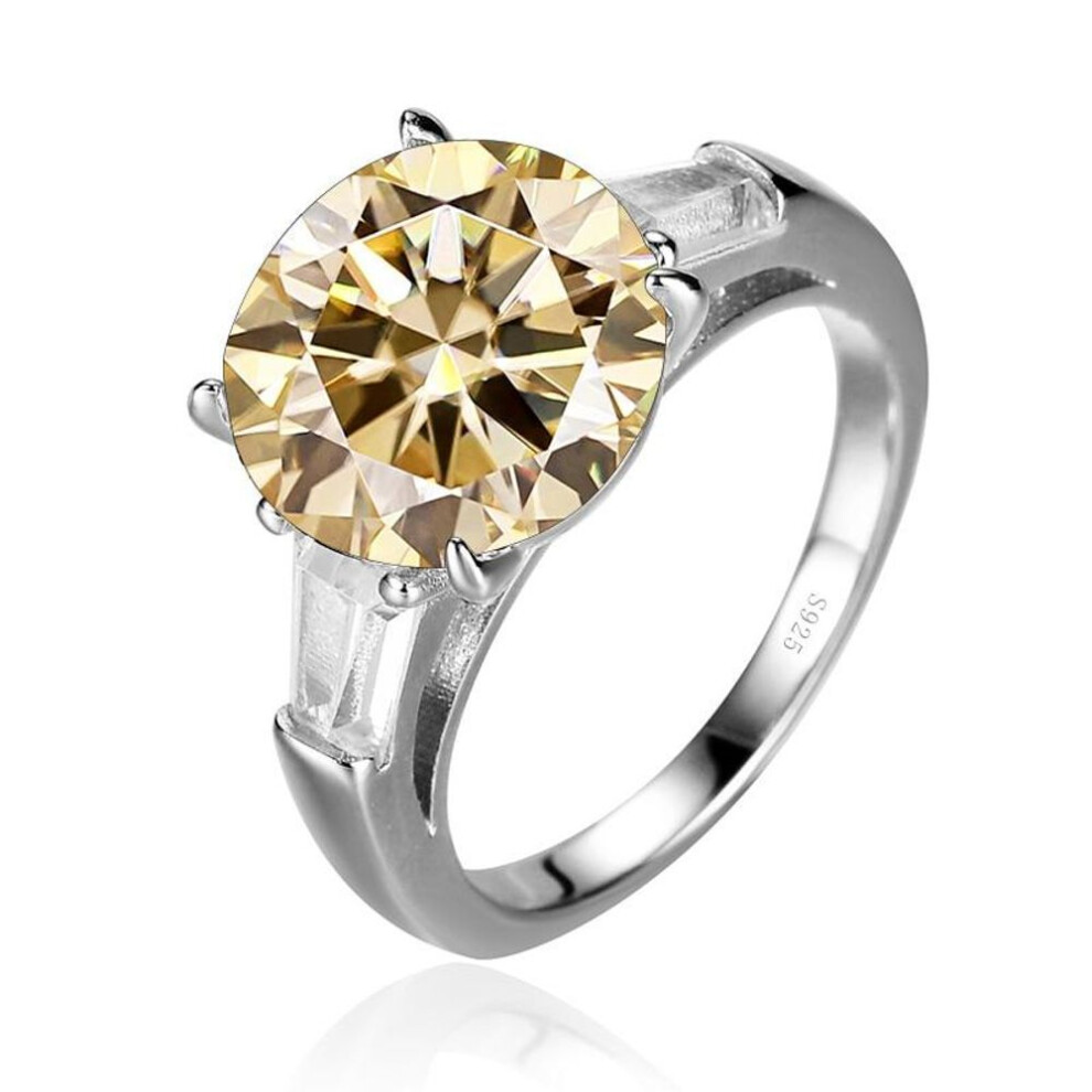 (champagne, 4.25) BagueRingen Luxury Big 5 Carat Moissanite Diamond Ring Sterling Silver 925 Jewelry Classic Four Claw Design Female Wedding Rings