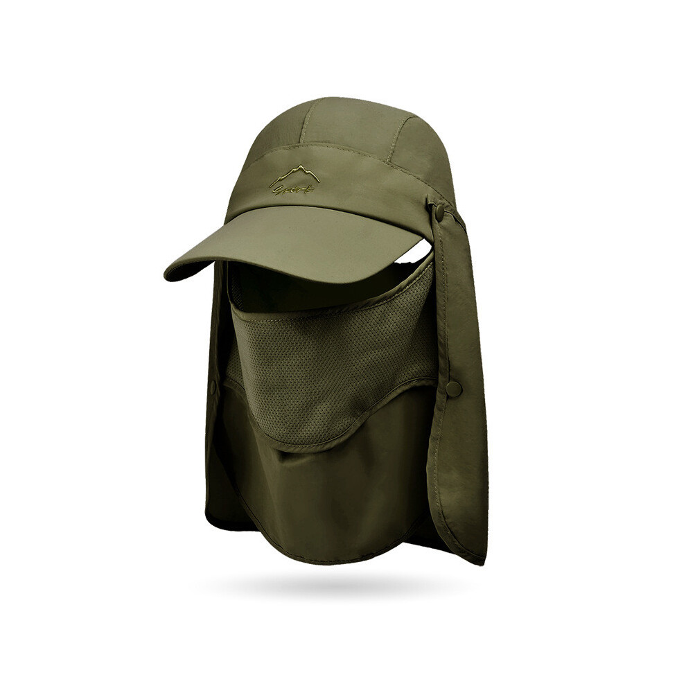 (Army Green) Sun Functional Multi Hat With Big Brim And Face Covering Design For Daily Wear-image-OPC-PHHCJSQ-NEW