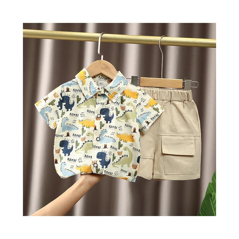 (Dinosaur, 90cm) Polo Boys Summer Shirt Outdoor Trendy Tshirt Children Sportswear Piece Set Two-image-OPC-PHHCRSB-NEW