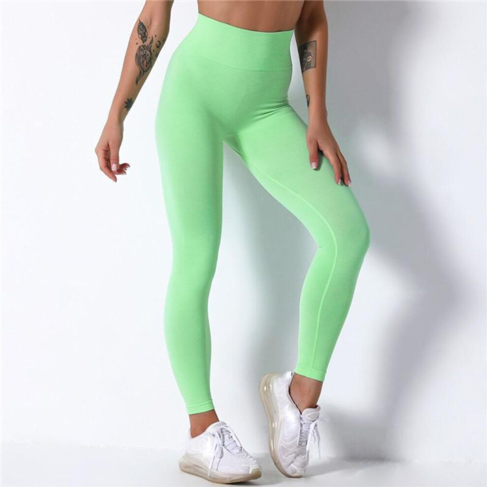 (green, S) Seamless Yoga Pants Nessaj Push Up Leggings Women Summer Workout Nylon Breathable Slim Jeggings