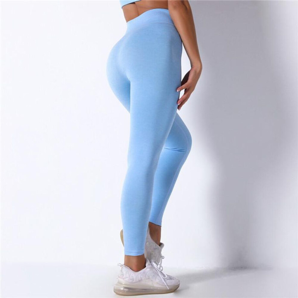 (blue, S) Seamless Yoga Pants Nessaj Push Up Leggings Women Summer Workout Nylon Breathable Slim Jeggings