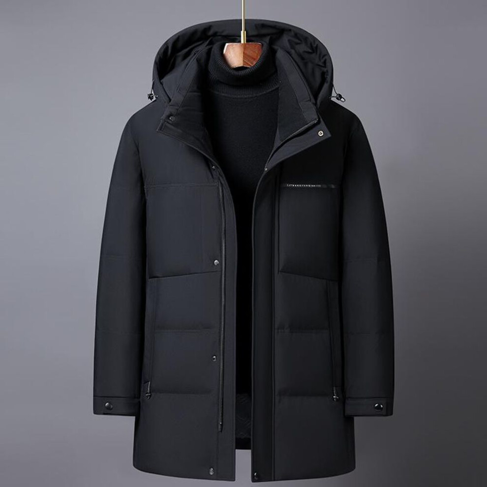 (black, 5XL) Winter Puffer Jacket Men  New Plus Size Middle Aged Men&apos;s Feather Coats Hooded Thick Warm 90% White Duck Down Parkas
