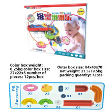 (Small Slide 12pcs) Children Toy Bathroom Assembly Track Ball Bearing Duck Sliding Play Water Toy