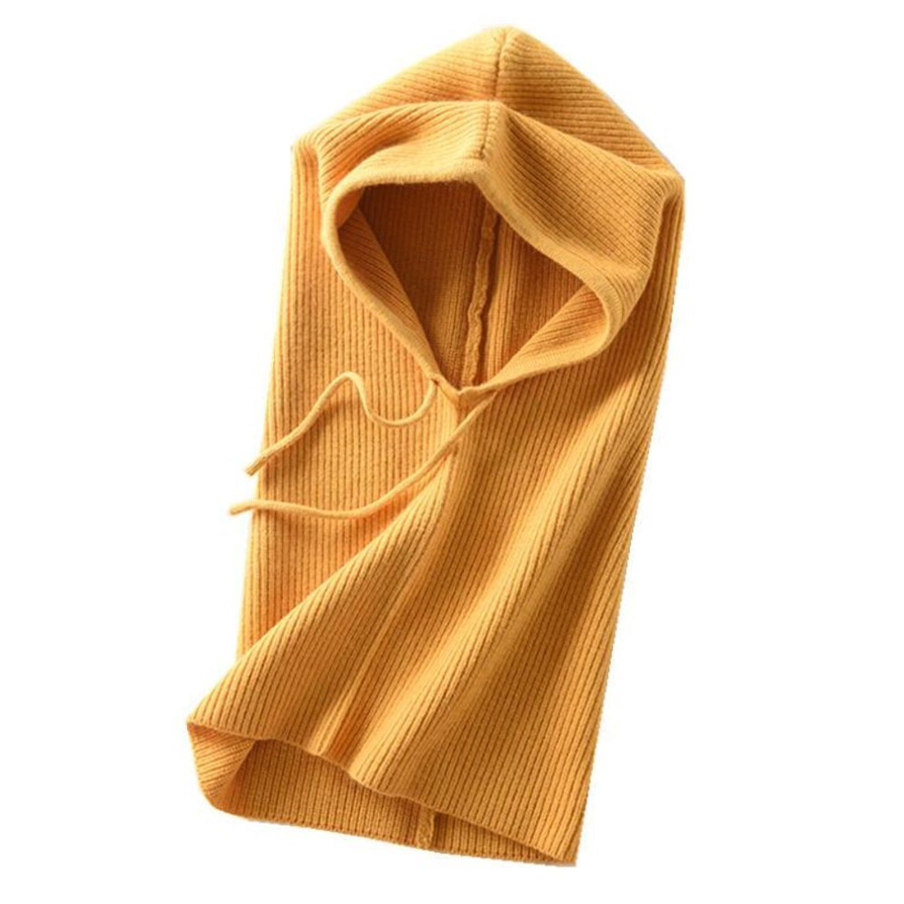 (as the picture, Yellow) Hat Soft Women Winter Beanie Hat Cashmere Female Knitted Hooded Scarf Balaclava for Women Windproof Warm Wool Cap