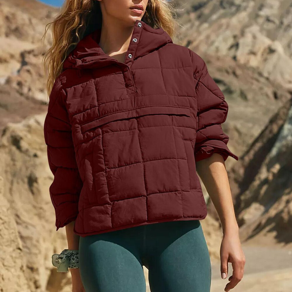 (brown, XL) Quilted Jackets For Women Lightweight Long Sleeve Button Down  Jacket Warm Winter Coat Outerwear With Pockets