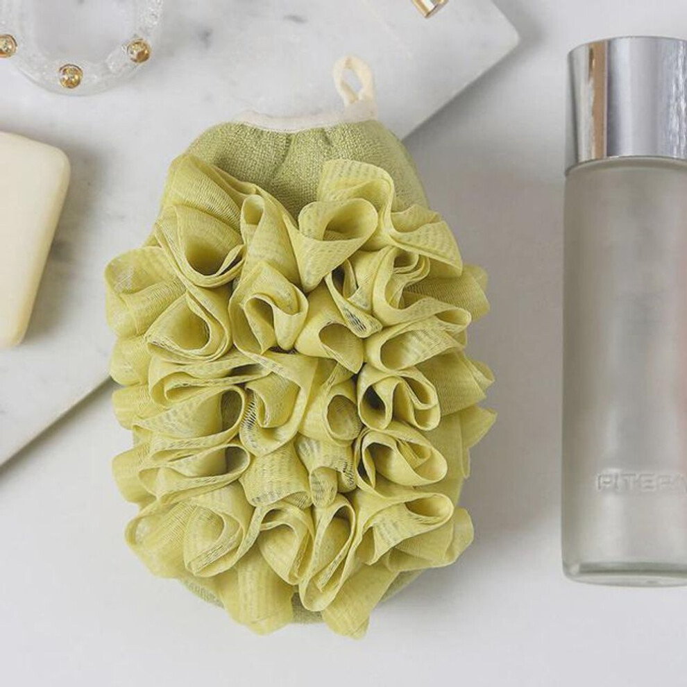 (Green) Exfoliating Gloves, Body Cleaning, Shower Flowers, Bathroom Shower Balls, Body Scrub, Sponge Towels, Bathroom Tools