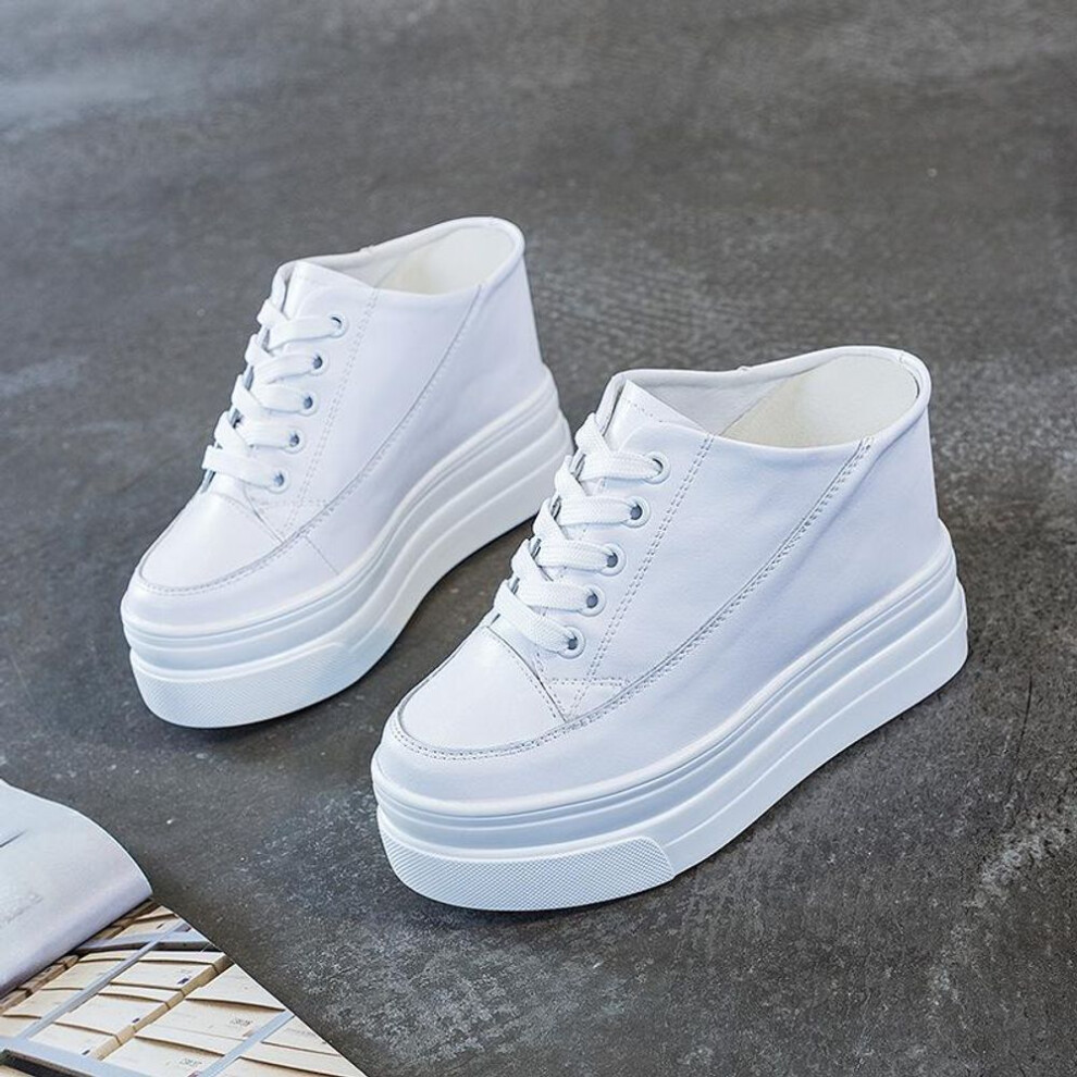 (white, 37) Fujin Genuine Leather Women Casual Shoes White Running Sport Female Sneakers Platform Comfortable Footwear