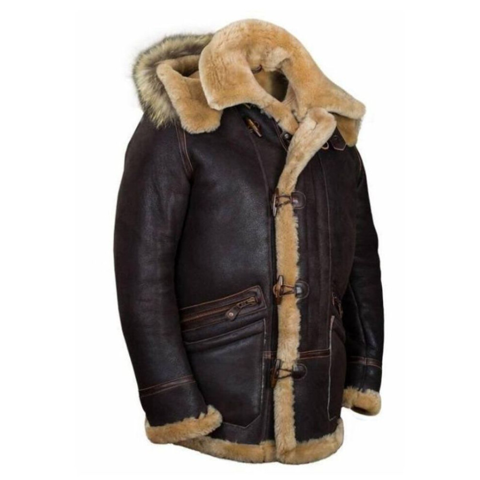 (as the picture, XXL) Men&apos;s Fur Zipper Bag Hooded Fur Jacket