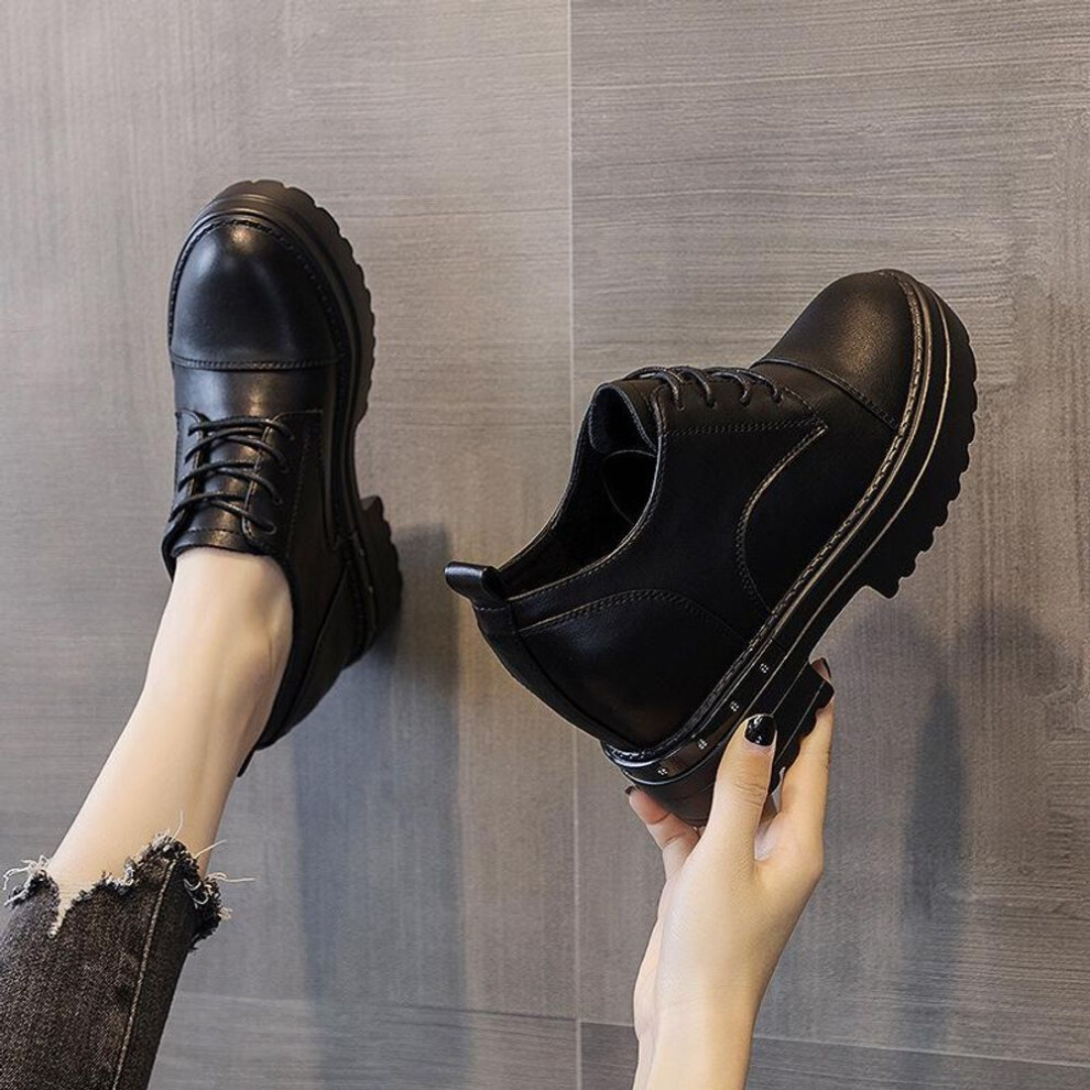 (black, 36) Fujin Genuine Leather Women Casual Shoes White Running Sport Female Sneakers Platform Comfortable Footwear