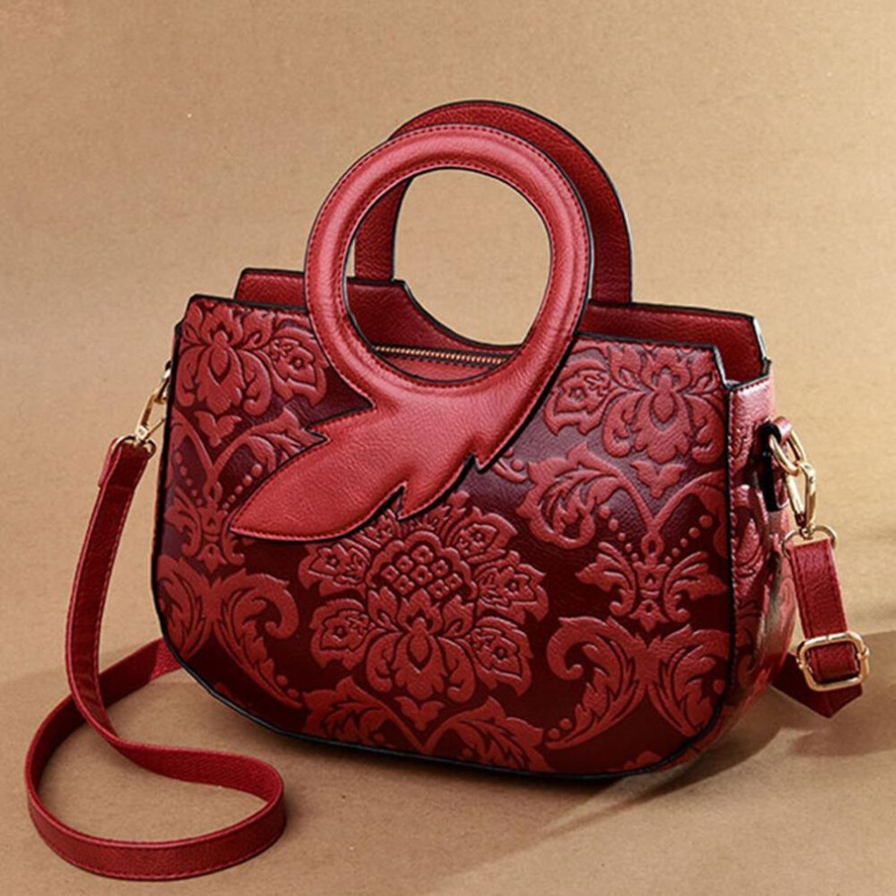 (red) High Quality Women Designer Fashion Shoulder Bags Classic Chinese Style Luxury Handbags Female Casual Genuine Leather Totes Bags