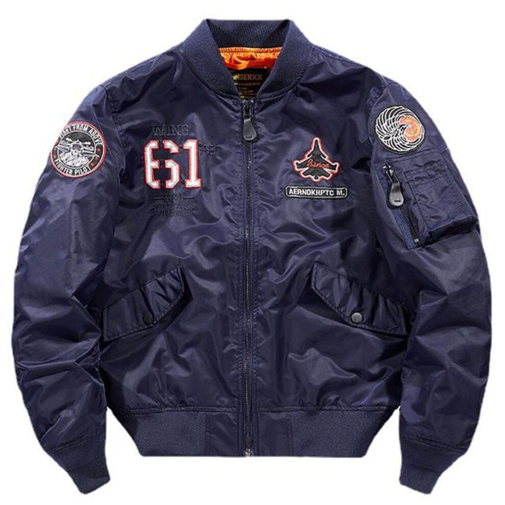 (blue, XXL) Men&apos;s Jackets Coats Bomber Jacket Men Pilot Flight Jackets Hip Hop Streetwear Gray Navy Black Plus Size Air Force Jacket Male