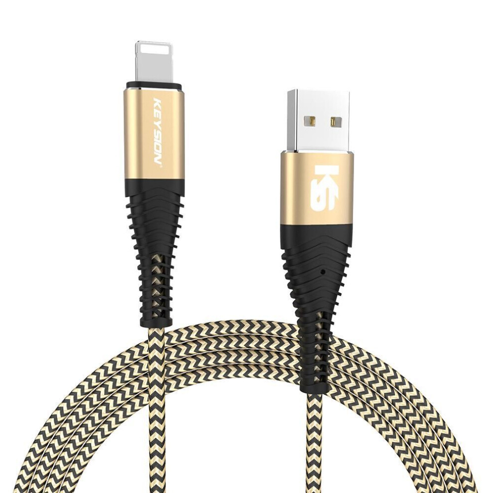 (gold, 1m) KEYSION USB Data Cable for iPhone 14 13 12 11 Pro Max Xs max Xr X 8 7 6 plus 6s 5 s plus iPad 2.4A Fast Charging Cable