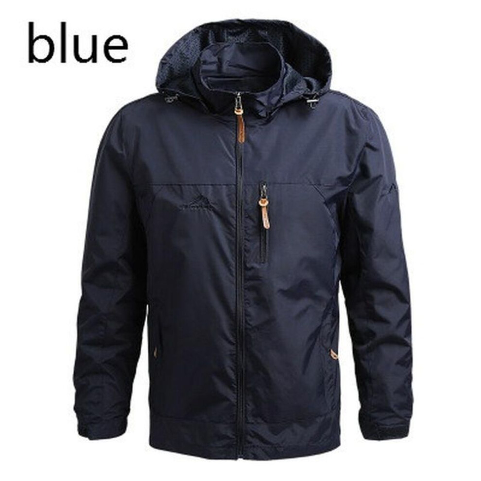(dark blue, XXXXL) 2021 Fashion Brand Waterproof Jacket Raincoat Men&apos;s Sportswear Outdoor Hooded Soft Shell Jacket Rainproof Jacket