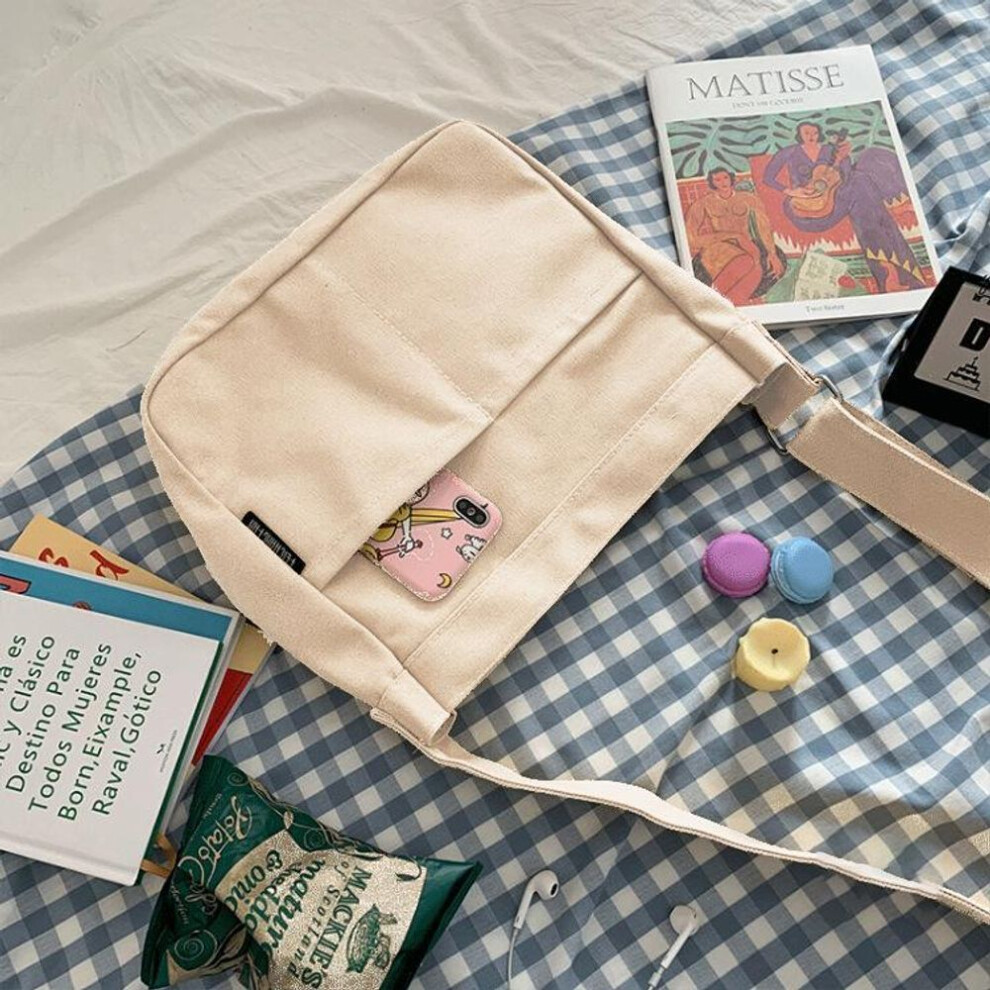(White) Crossbody Canvas Cotton Bags-Canvas Tote Bag-Corduroy Shoulder Bags- Messenger Bag-Everyday Bag- Casual Bag-Gift for Her
