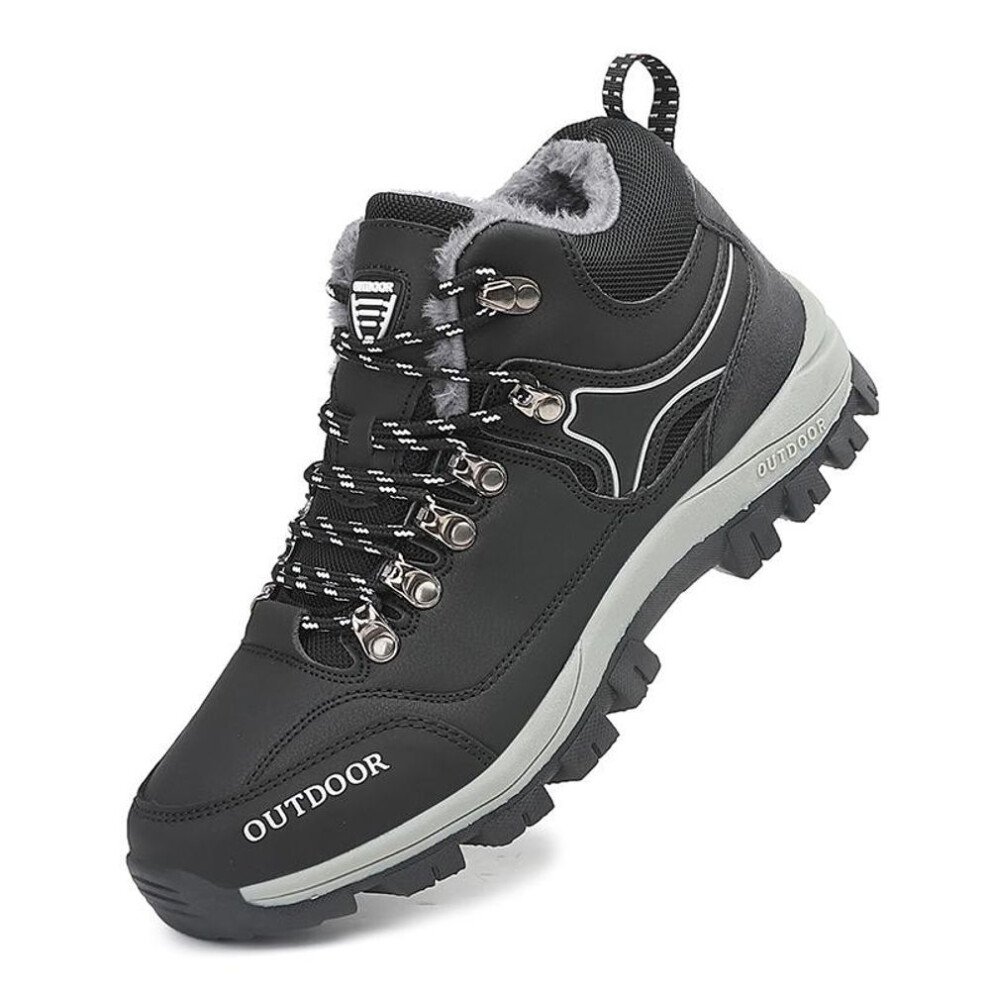 (black, 45) Winter Cotton Shoes Snow Boots Men Sports Shoes Women Martin Boots Super Warm Hiking Shoes Plush Velvet Warm Furry Sneakers Waterproof Trekking Shoes