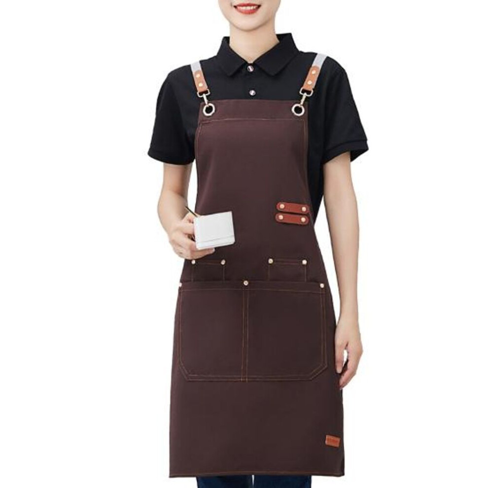 (dark coffee) Waterproof Apron for Men Women Anti-grease Stainproof Cooking Apron Waiter Barbecue Kitchen Accessories