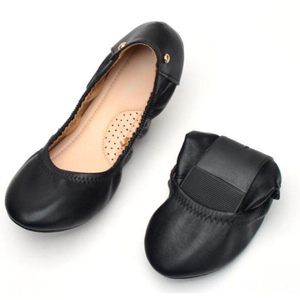 (black, 38) Classic Women Ballet Flat Shoes Dressy Comfortable Shoes for Women Foldable Ballerina Slip on Ladies Shoes