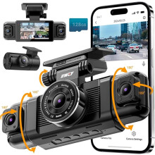 IIWEY N5 4 Channel Dash Cam, 360° All-Sides View, FHD 1080P Front and Rear Inside, Left Right Dash Camera for Cars, 8 IR Lamps, 5G WiFi