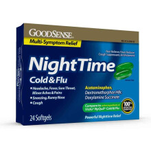 GoodSense Nighttime Cold & Flu Softgels, Relieves Aches and Pains